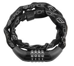 Force Zámok CHAIN kódový 120cm/4mm, čierny Force Zámok CHAIN kódový 120cm/4mm, čierny