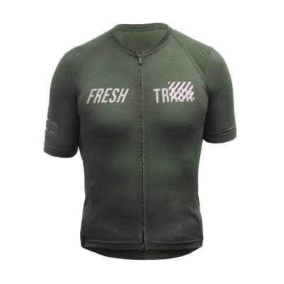 Fresh Trash FT MEN'S LITE MERINO EVO JERSEY OLIVE GREEN pánský cyklodres