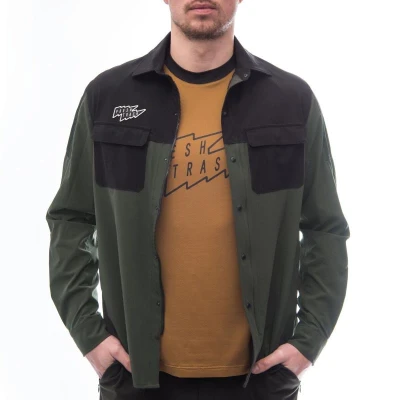 Fresh Trash FT UNISEX RIDER LONG SLEEVE SHIRT OLIVE GREEN/BLACK pánská košile
