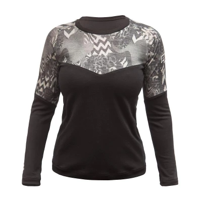 Fresh Trash FT WOMEN'S ESCAPE MERINO LONG SLEEVE TEE BLACK/ZEBRA dámské tričko