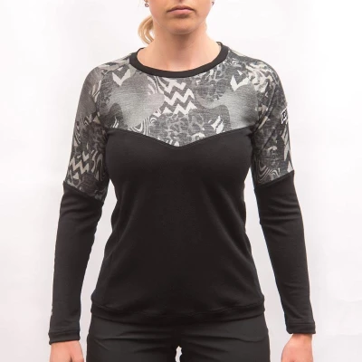 Fresh Trash FT WOMEN[39]S ESCAPE MERINO LONG SLEEVE TEE BLACK/ZEBRA dámské tričko