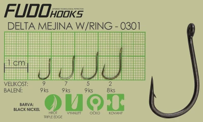Fudo Hooks Delta Mejina Ring v.9 (bal. 9 ks) rybářský háček