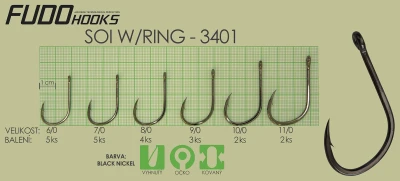 Fudo Hooks Soi Ring vel. 11/0 rybářský háček (bal. 2 ks)