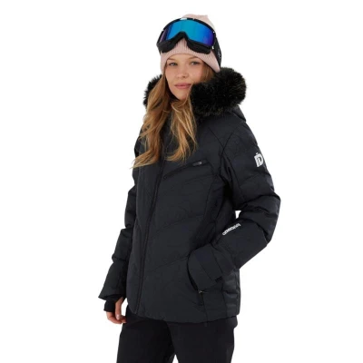 Fundango Elyra Fur Padded Jacket-905- black embossed dámská lyžařská bunda
