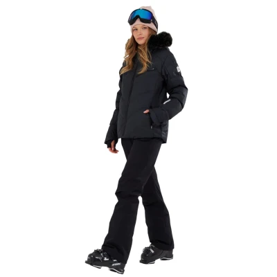 Fundango Elyra Fur Padded Jacket-905- black embossed dámská lyžařská bunda