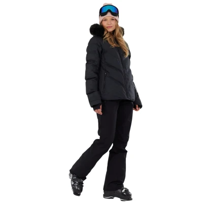 Fundango Elyra Fur Padded Jacket-905- black embossed dámská lyžařská bunda