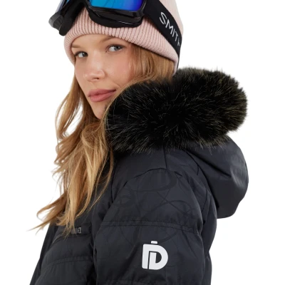 Fundango Elyra Fur Padded Jacket-905- black embossed dámská lyžařská bunda