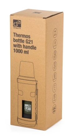 G21 Termoska na pití, 1000 ml, khaki zelená s rukojetí