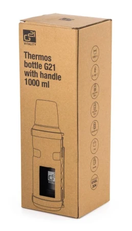 G21 Termoska na pití, 1000 ml, ocelově šedá s rukojetí