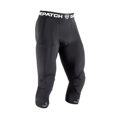 GAMEPATCH 3/4 TIGHTS WITH KNEE PADDING black kompresní kalhoty s chrániči kolen