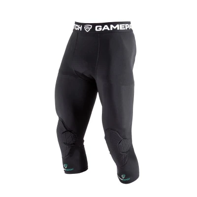 GAMEPATCH 3/4 TIGHTS WITH KNEE PADDING black kompresní kalhoty s chrániči kolen