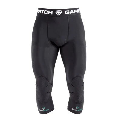 GAMEPATCH 3/4 TIGHTS WITH KNEE PADDING black kompresní kalhoty s chrániči kolen POUZE XXL - Černá (VÝPRODEJ)