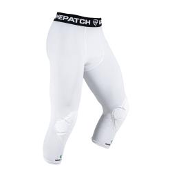 GAMEPATCH 3/4 TIGHTS WITH KNEE PADDING white kompresní kalhoty s chrániči kolen