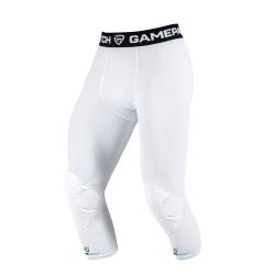 GAMEPATCH 3/4 TIGHTS WITH KNEE PADDING white kompresní kalhoty s chrániči kolen