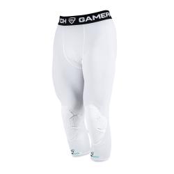 GAMEPATCH 3/4 TIGHTS WITH KNEE PADDING white kompresní kalhoty s chrániči kolen