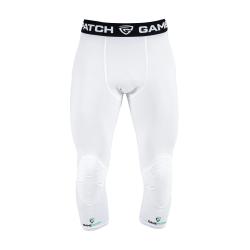 GAMEPATCH 3/4 TIGHTS WITH KNEE PADDING white kompresní kalhoty s chrániči kolen