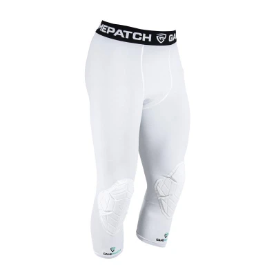 GAMEPATCH 3/4 TIGHTS WITH KNEE PADDING white kompresní kalhoty s chrániči kolen