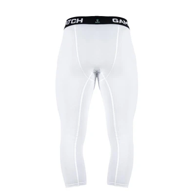 GAMEPATCH 3/4 TIGHTS WITH KNEE PADDING white kompresní kalhoty s chrániči kolen