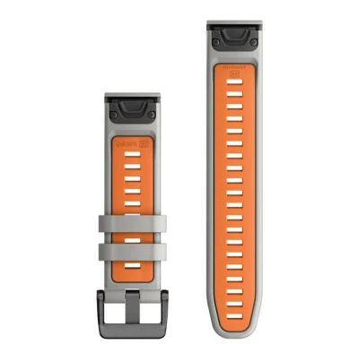Garmin Řemínek pro fenix5/6/7/8 QuickFit 22 silikonový, Fog Gray / Ember Orange