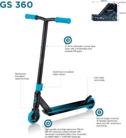 Globber Freestyle Koloběžka STUNT SCOOTER GS 360 Black - blue