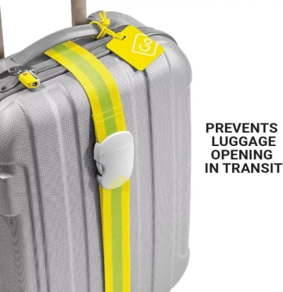 Go Travel popruh na zavazadla Luggage Strap 4cm yellow/green