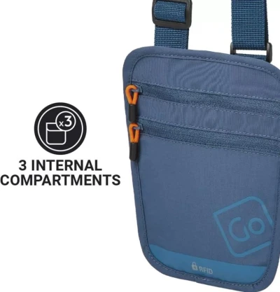 Go Travel skrytá kapsa na krk RFID Passport Pouch blueberry