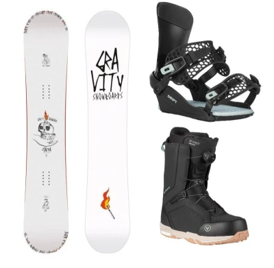 Gravity Contra 25/26 snowboard + Gravity Drift black/sage vázání + Gravity Recon Atop black boty + sleva 1000,- na příslušenství Gravity Contra 25/26 snowboard + Gravity Drift black/sage vázání + Gravity Recon Atop black boty + sleva 1000,- na příslušenství