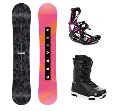 Gravity Sirene 25/26 snowboard + Raven Fastec FT360 black/fuchsia vázání + Raven Flush boty Gravity Sirene 25/26 snowboard + Raven Fastec FT360 black/fuchsia vázání + Raven Flush boty