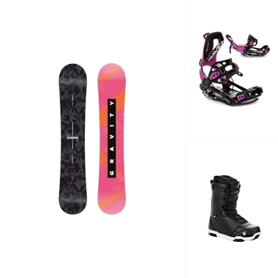 Gravity Sirene 25/26 snowboard + Raven Fastec FT360 black/fuchsia vázání + Raven Flush boty