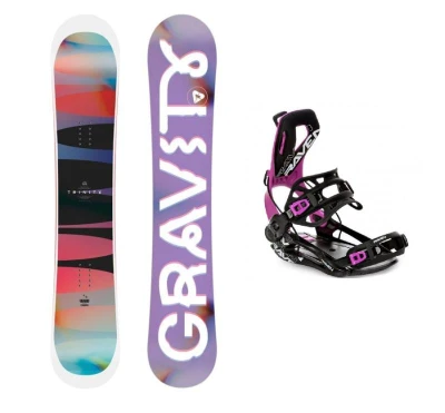 Gravity Trinity 25/26 dámský snowboard + Raven Fastec FT360 black/fuchsia vázání Gravity Trinity 25/26 dámský snowboard + Raven Fastec FT360 black/fuchsia vázání