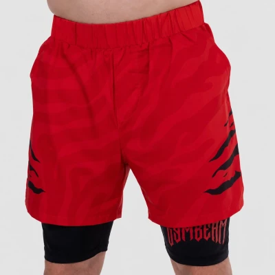 GymBeam Grind Red 2in1 pánské fitness šortky