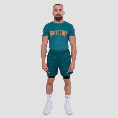 GymBeam Grind Teal pánské 2in1 šortky