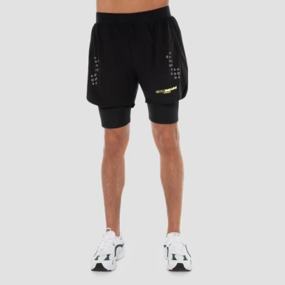 GymBeam Pace Black pánské 2in1 šortky