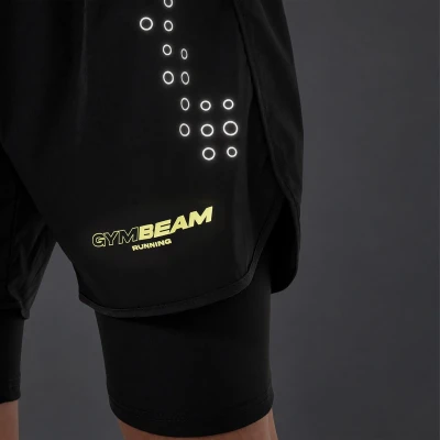 GymBeam Pace Black pánské 2in1 šortky
