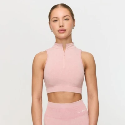 GymBeam Bezešvá sportovní podprsenka Fierce Baby Pink