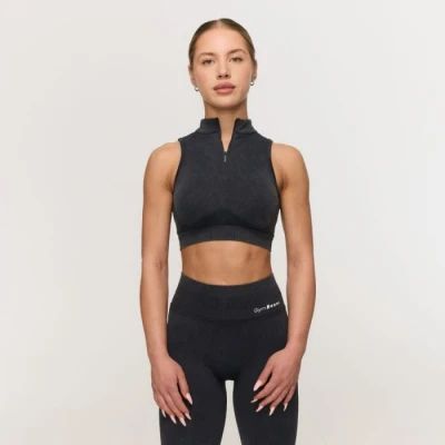 GymBeam Bezešvá sportovní podprsenka Fierce Dark Grey