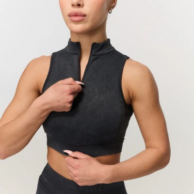 GymBeam Bezešvá sportovní podprsenka Fierce Dark Grey