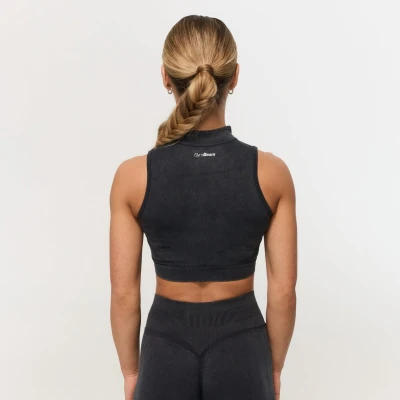 GymBeam Bezešvá sportovní podprsenka Fierce Dark Grey