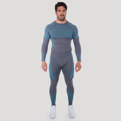 GymBeam Bezešvé legíny OG1 Grey/Blue