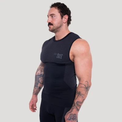 GymBeam Bezešvé tílko OG1 Black/Grey