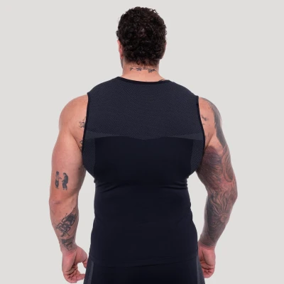 GymBeam Bezešvé tílko OG1 Black/Grey