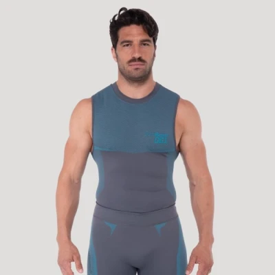 GymBeam Bezešvé tílko OG1 Grey/Blue