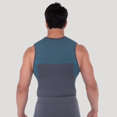 GymBeam Bezešvé tílko OG1 Grey/Blue