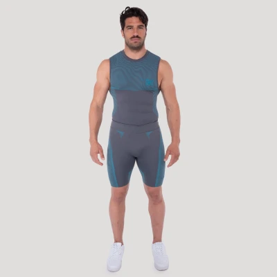 GymBeam Bezešvé tílko OG1 Grey/Blue