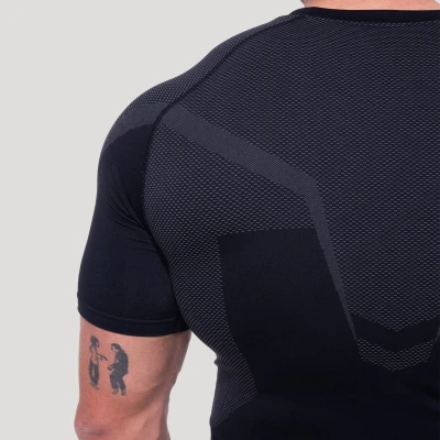GymBeam Bezešvé tričko OG1 Black/Grey