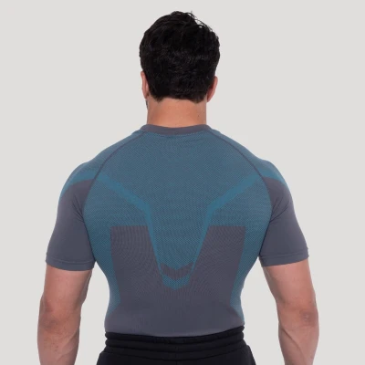 GymBeam Bezešvé tričko OG1 Grey/Blue