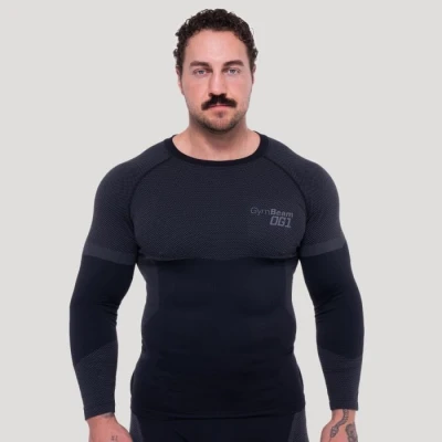 GymBeam Bezešvé tričko s dlouhým rukávem OG1 Black/Grey