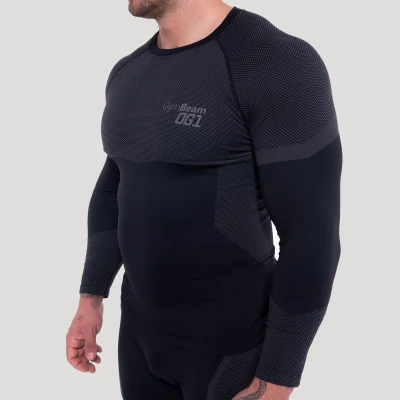 GymBeam Bezešvé tričko s dlouhým rukávem OG1 Black/Grey