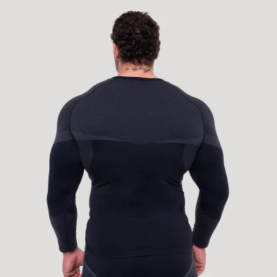 GymBeam Bezešvé tričko s dlouhým rukávem OG1 Black/Grey