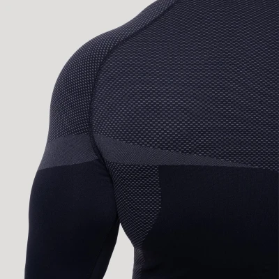 GymBeam Bezešvé tričko s dlouhým rukávem OG1 Black/Grey